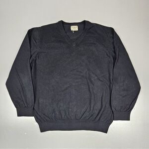 Vintage Bean Sweater Mens XL. V-Neck Black‎ Longsleeve Cotton Blend.